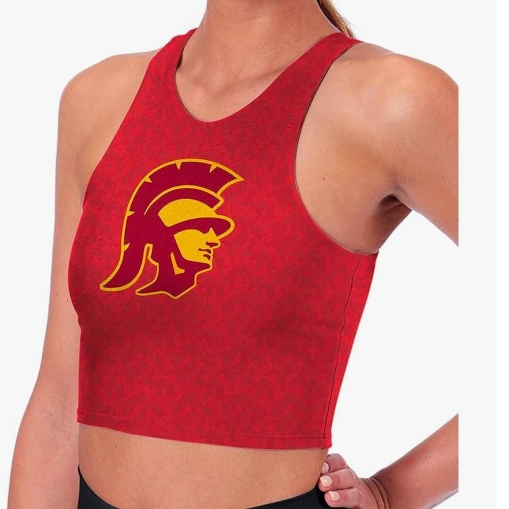USC TROJANS NCAA Certo Crosstown Midi Cropped Tank Bra Red Womens Sz Large NWT